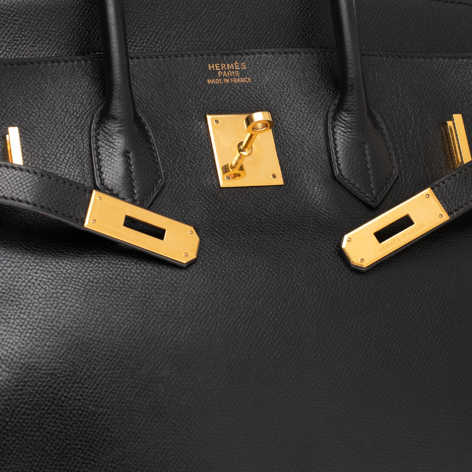 Women's Hermès Birkin 35 handbag in black Courchevel leather, Gold hardware