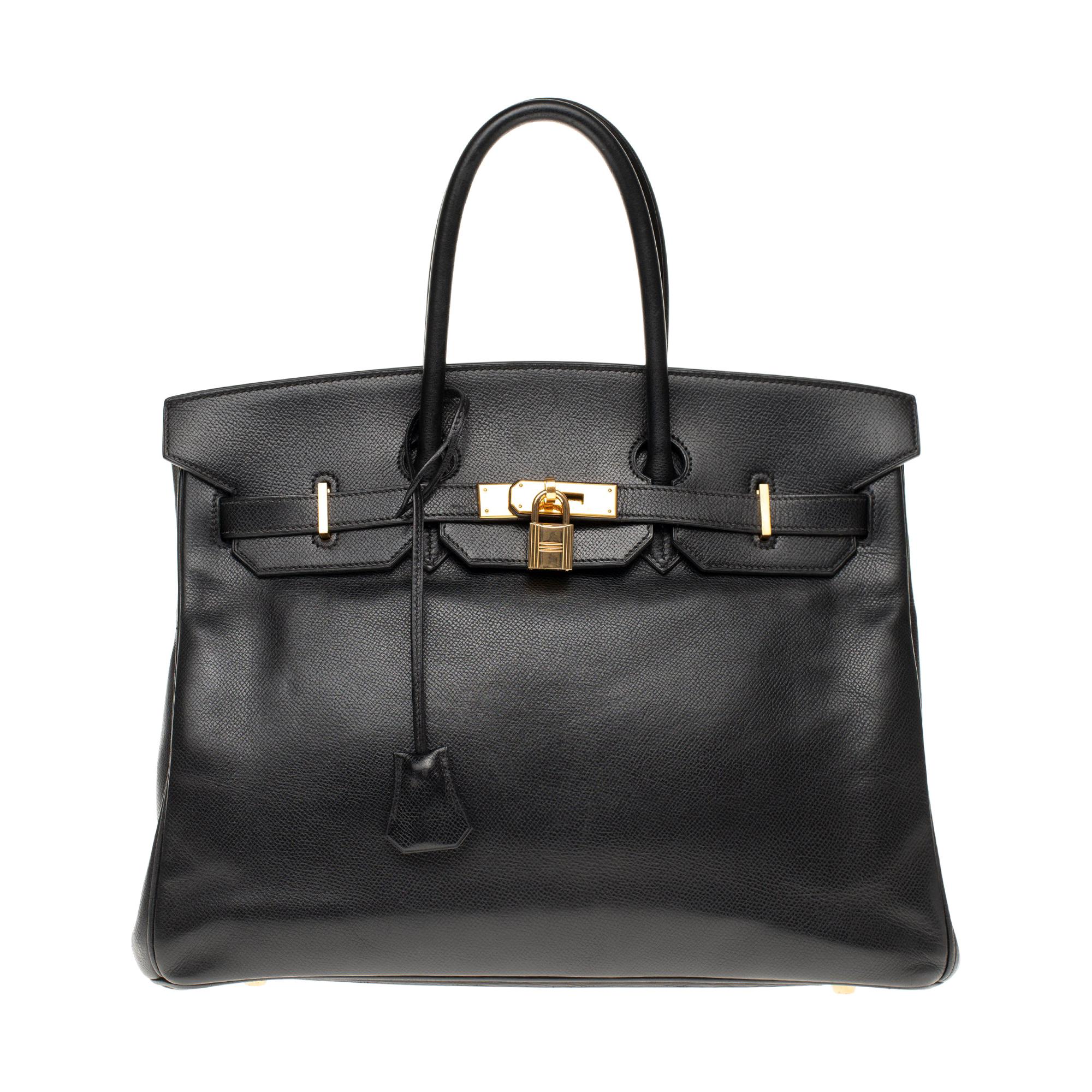 Hermès Birkin 35 handbag in black Courchevel leather, Gold hardware