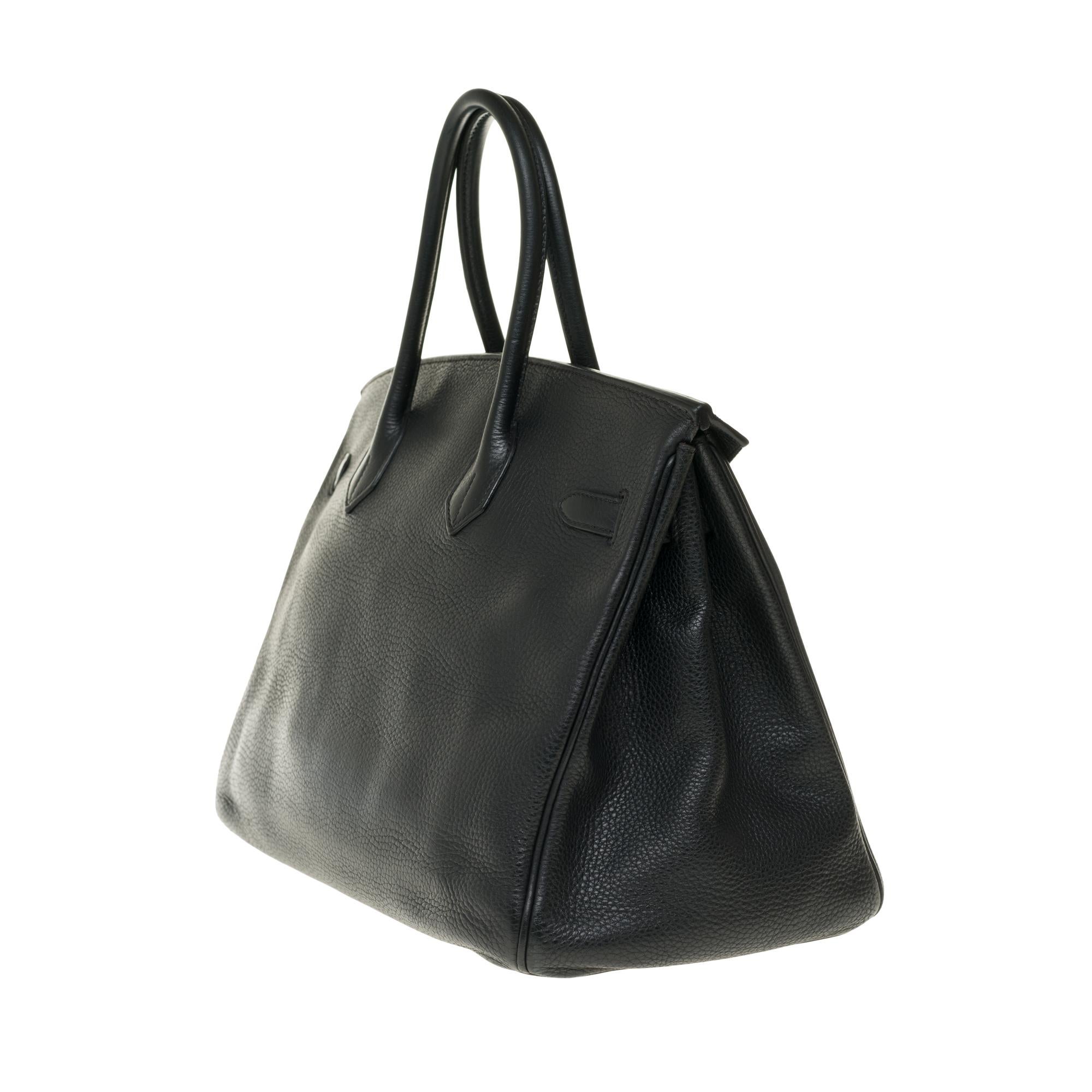 Hermès Birkin 35 handbag in black Togo leather with Palladium Silver hardware ! In Good Condition In Paris, IDF