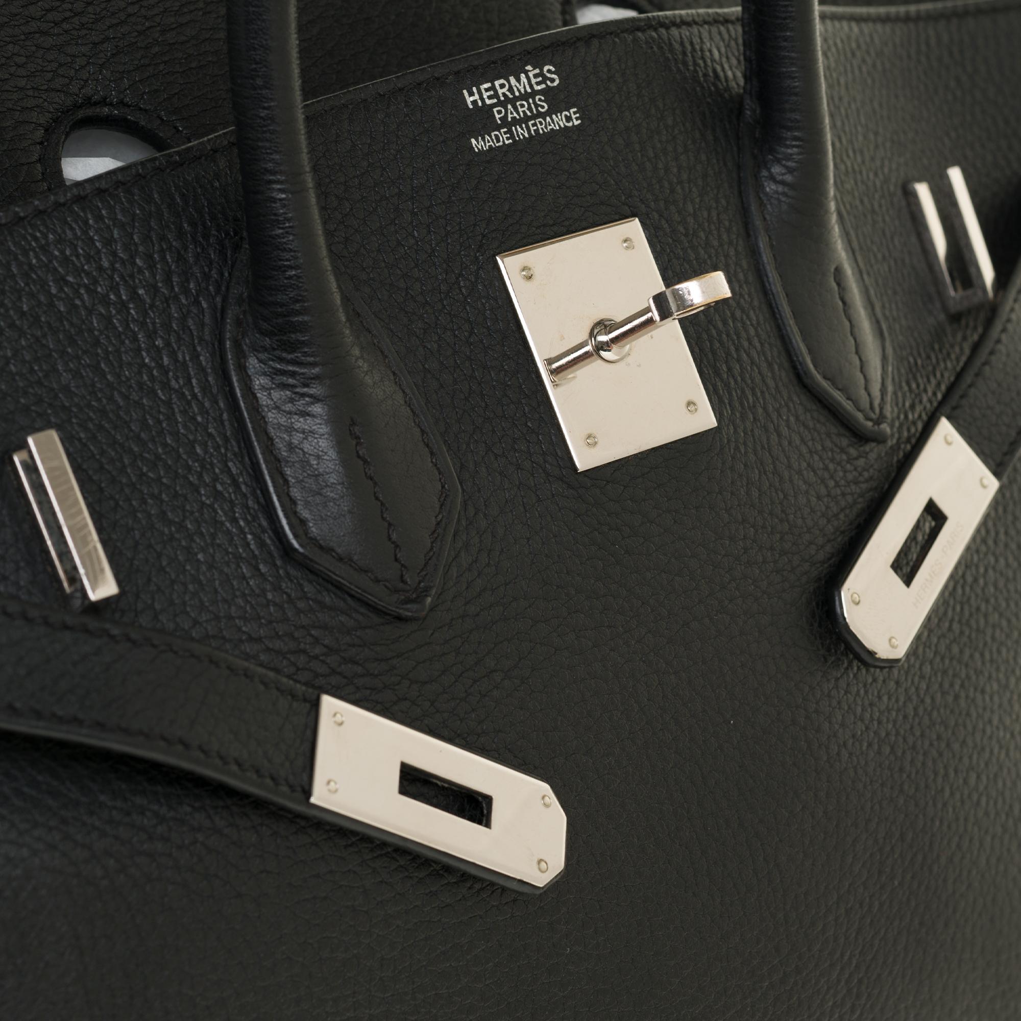 Women's or Men's Hermès Birkin 35 handbag in black Togo leather with Palladium Silver hardware !