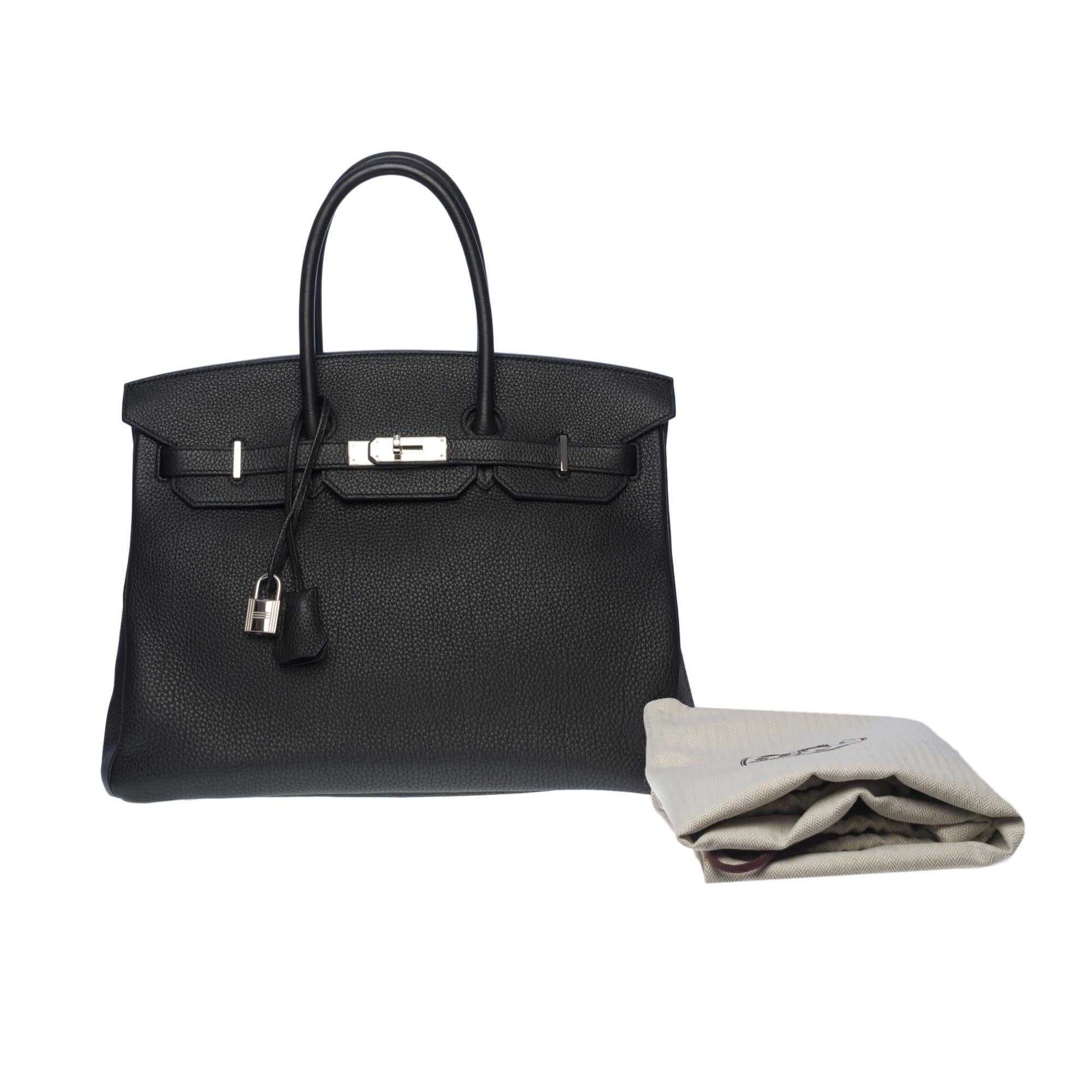 Hermès Birkin 35 handbag in black Togo leather with Palladium Silver hardware 6
