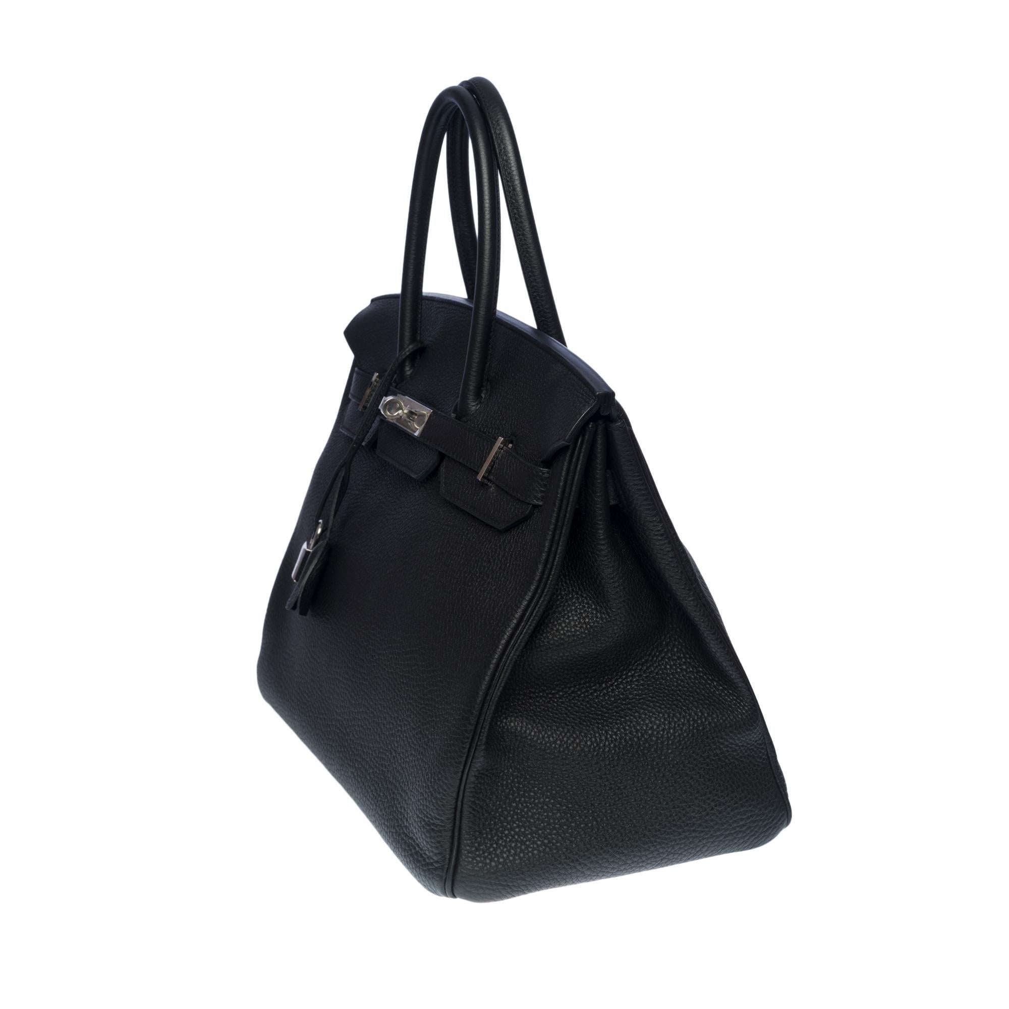 Black Hermès Birkin 35 handbag in black Togo leather with Palladium Silver hardware