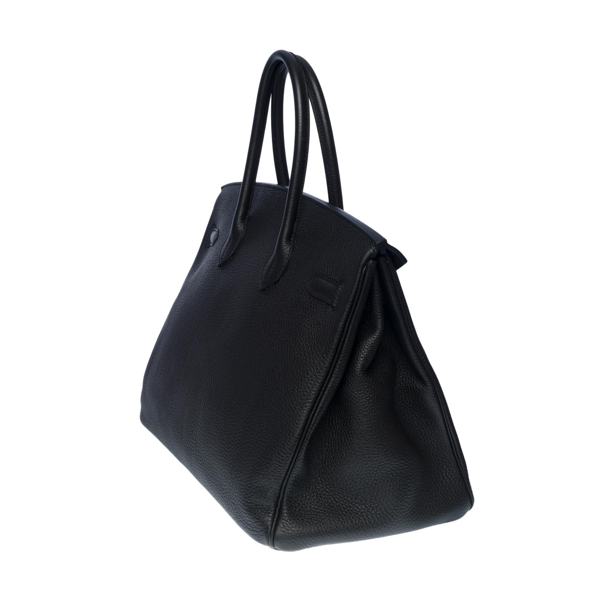 Hermès Birkin 35 handbag in black Togo leather with Palladium Silver hardware In Excellent Condition In Paris, IDF