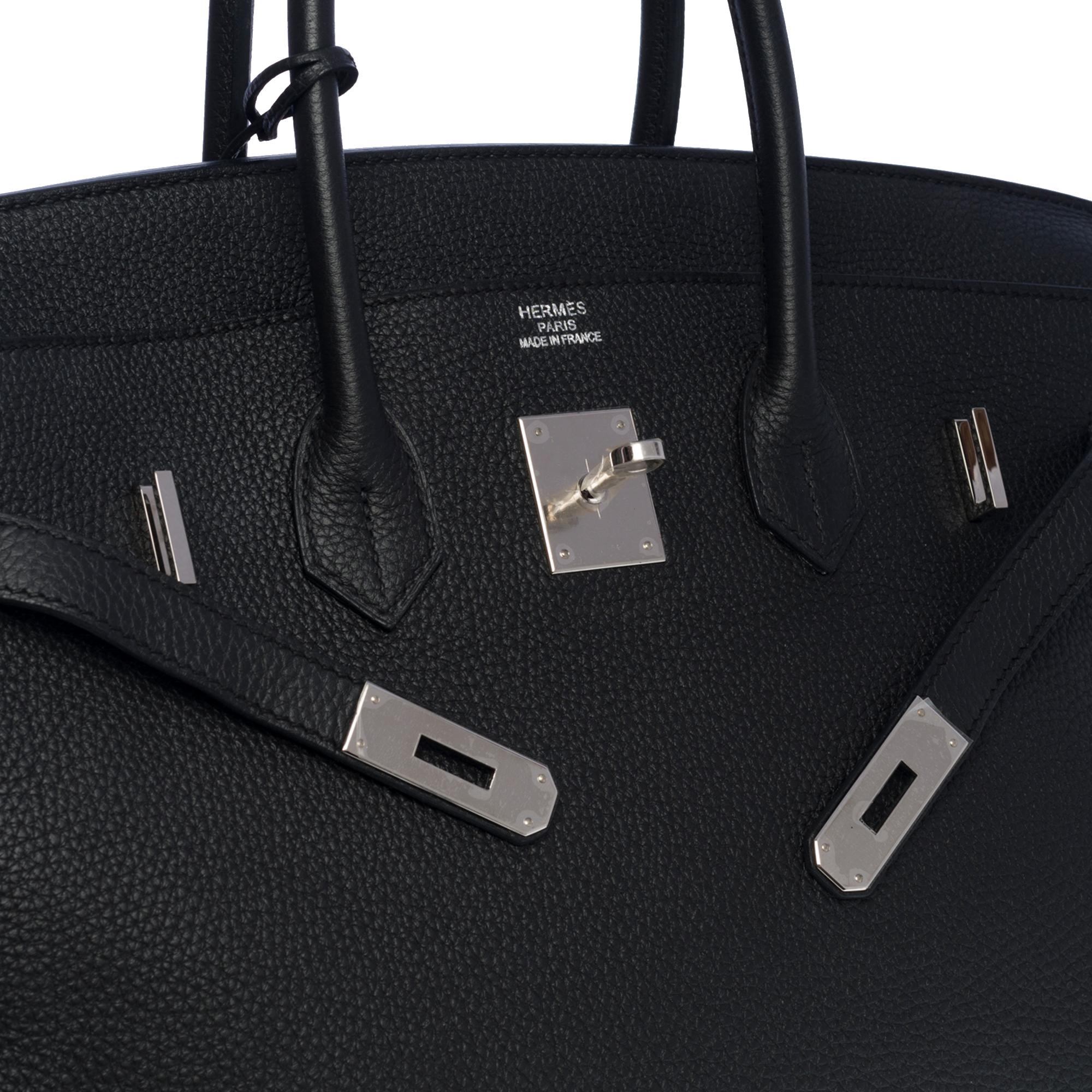 Women's or Men's Hermès Birkin 35 handbag in black Togo leather with Palladium Silver hardware