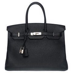 Hermès Birkin 35 Handtasche aus schwarzem Togo-Leder mit Palladium Silver Hardware
