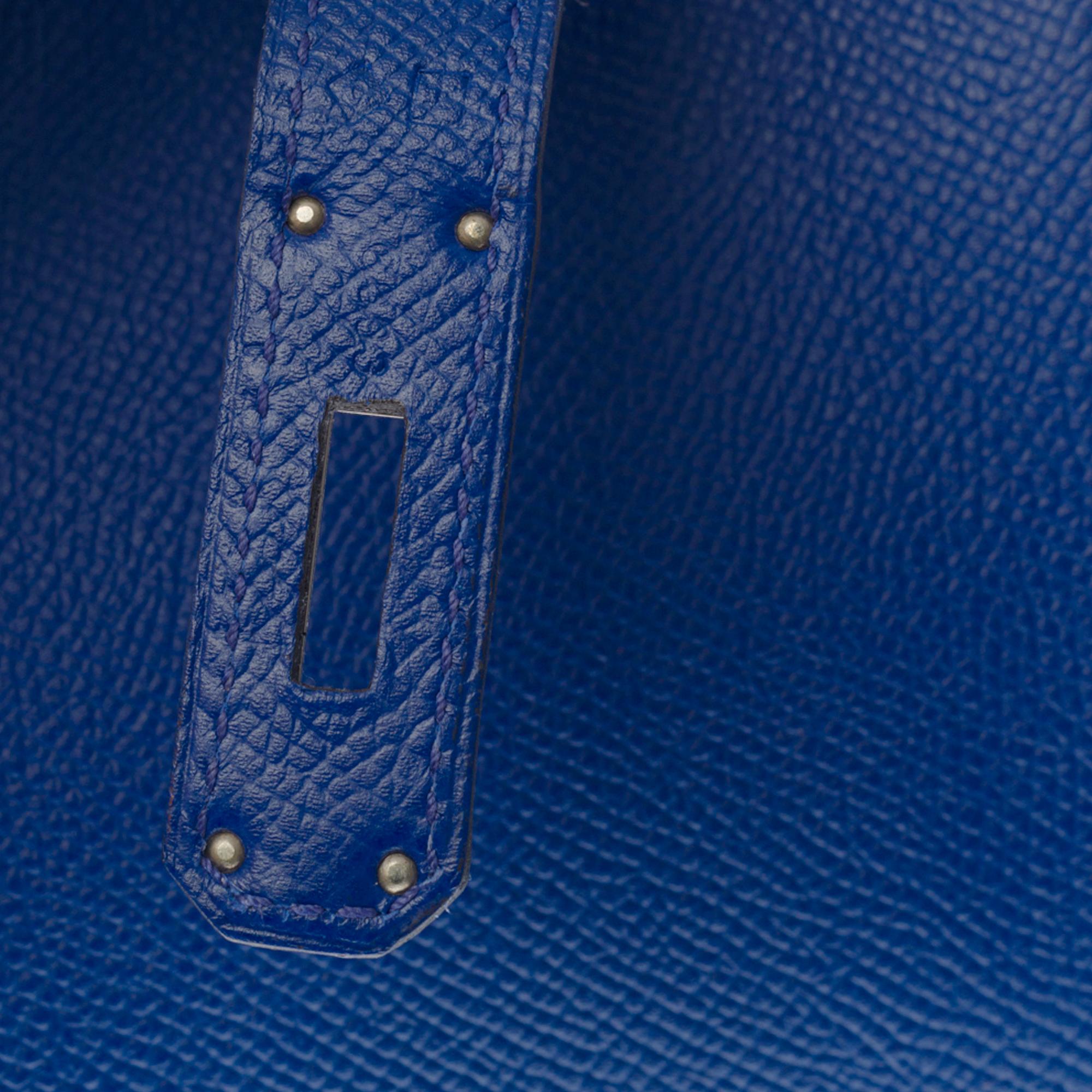Purple Hermès Birkin 35 handbag in bleu saphir epsom leather with silver hardware !