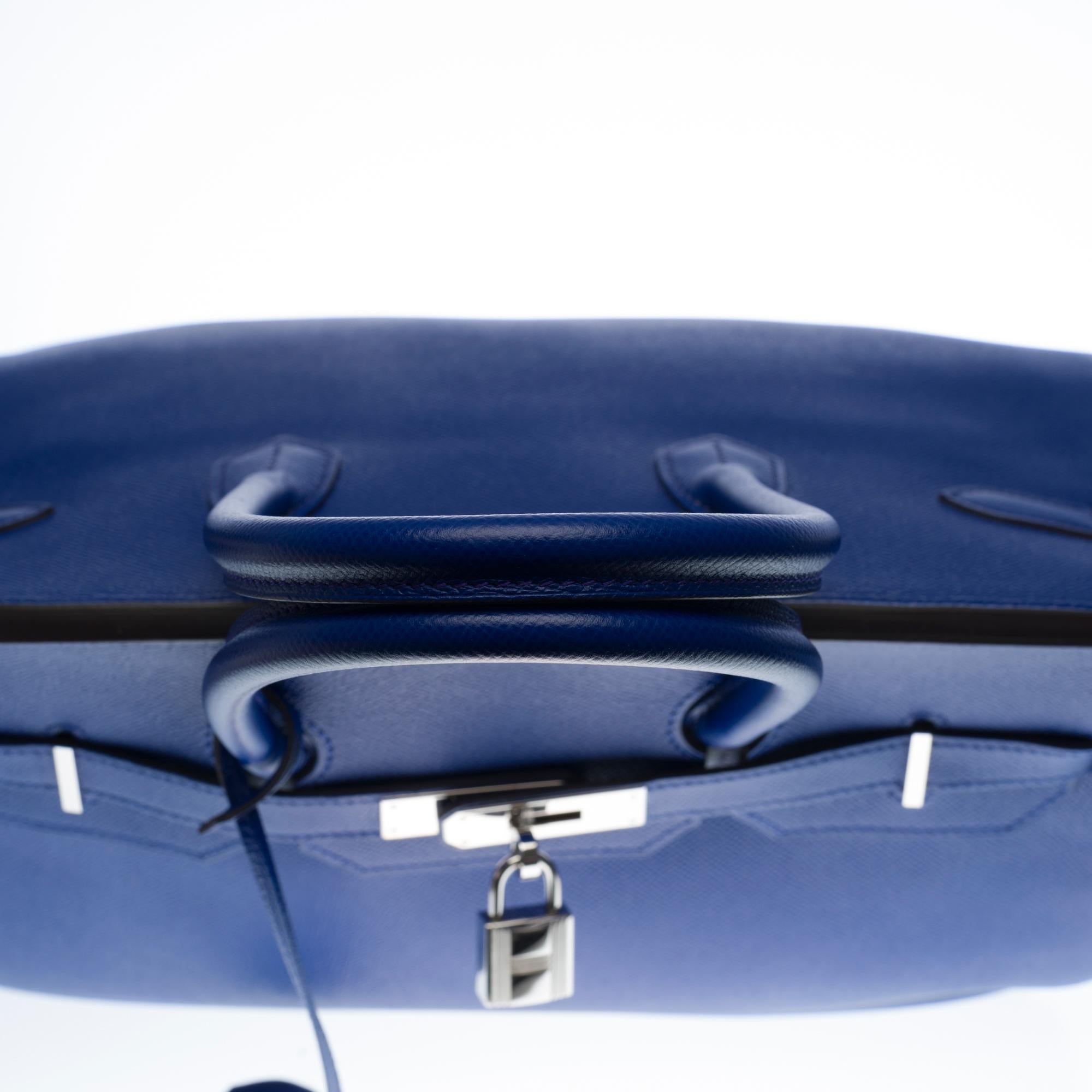 Women's or Men's Hermès Birkin 35 handbag in bleu saphir epsom leather with silver hardware !