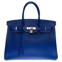 Hermès Birkin 35 handbag in bleu saphir epsom leather with silver hardware !