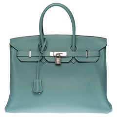 Hermès Birkin 35 handbag in Blue Ciel Togo leather, SHW