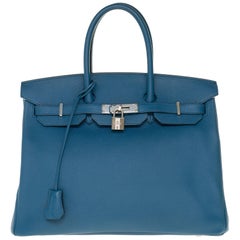 Hermès Birkin 35 handbag in Blue Cobalt Epsom leather with Silver hardware !