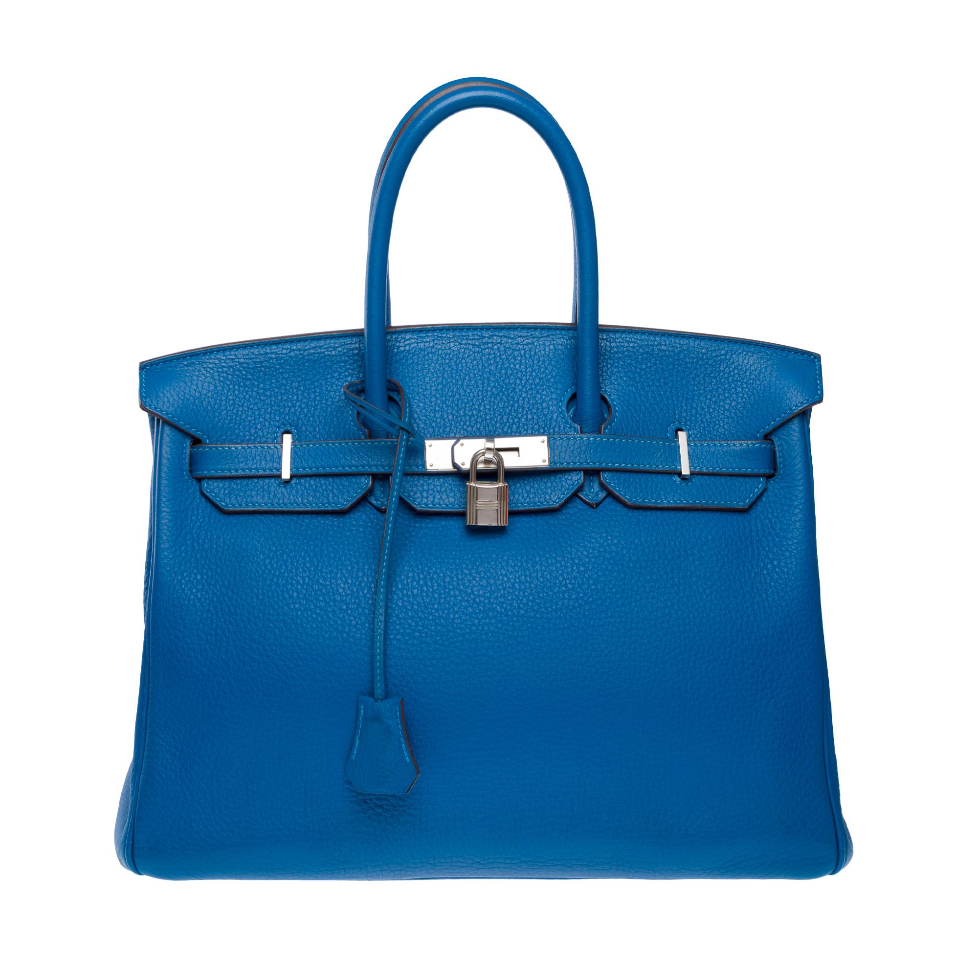 Women's or Men's Stunning Hermès Birkin 35 handbag in Blue Izmir Togo Calf leather, PHW