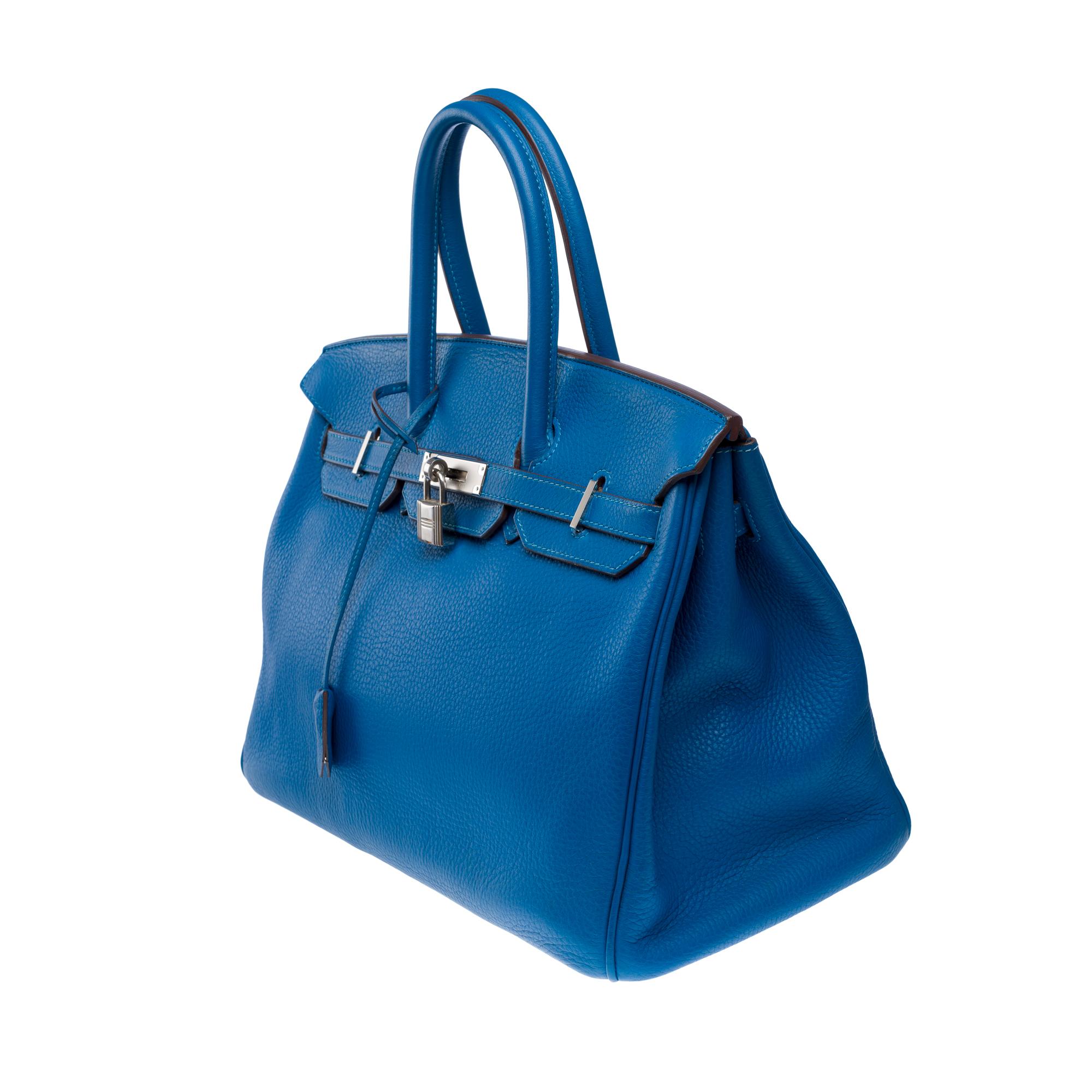 Stunning Hermès Birkin 35 handbag in Blue Izmir Togo Calf leather, PHW 2