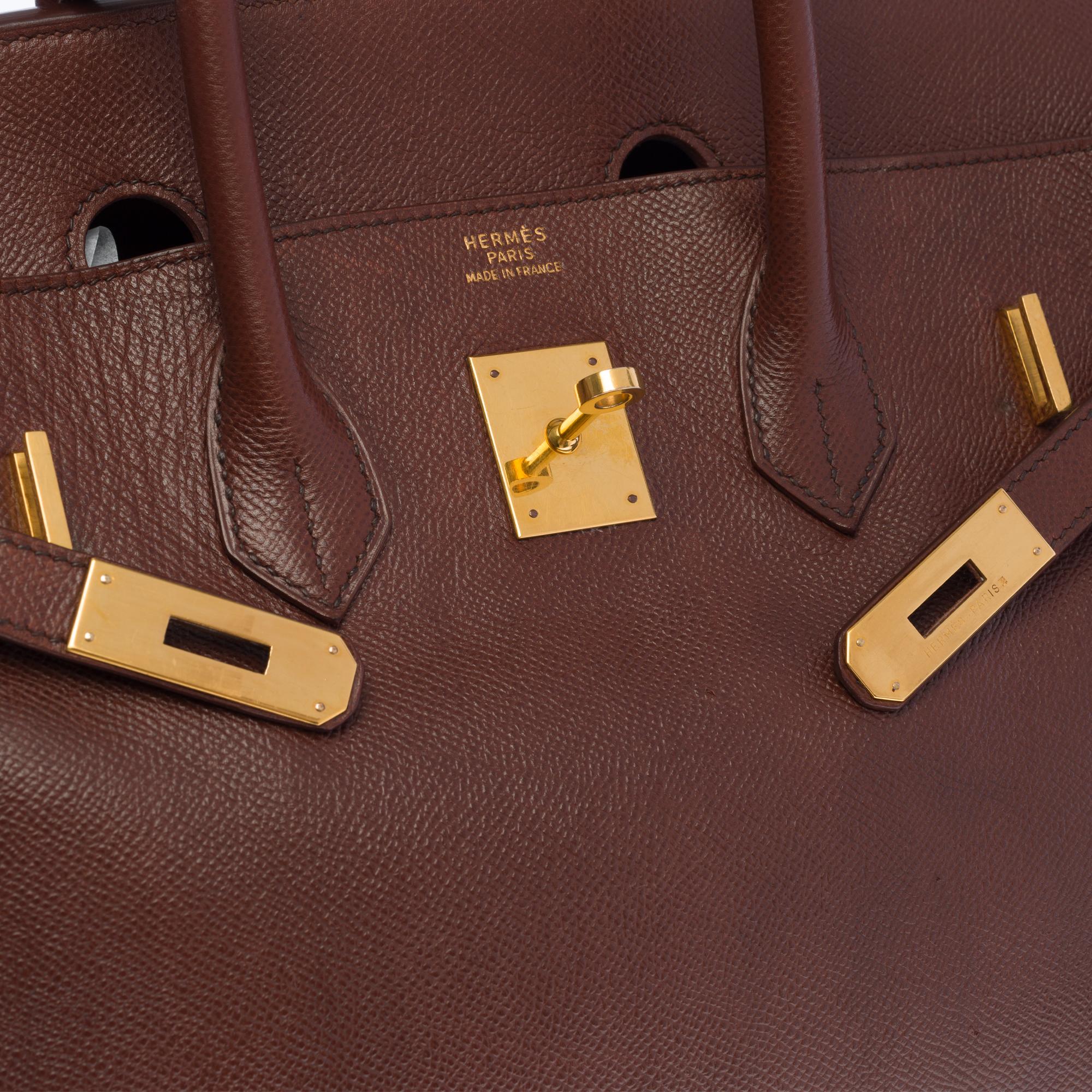 Brown Hermès Birkin 35 handbag in brown Courchevel leather with gold hardware !