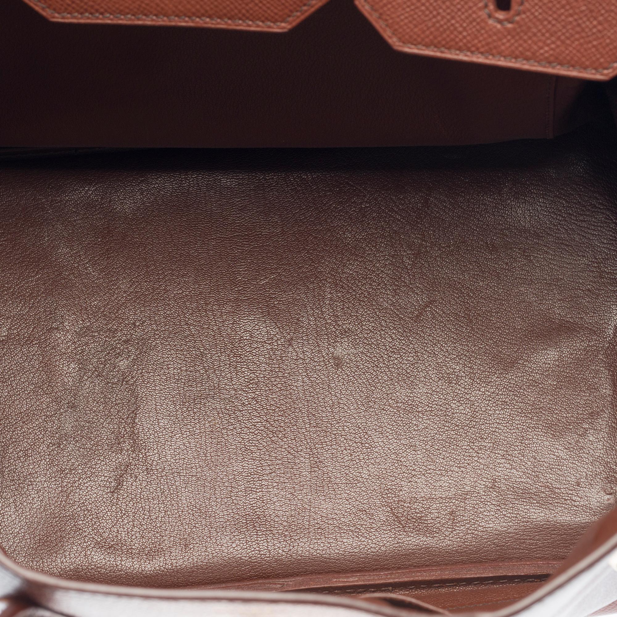 Women's or Men's Hermès Birkin 35 handbag in brown Courchevel leather with gold hardware !