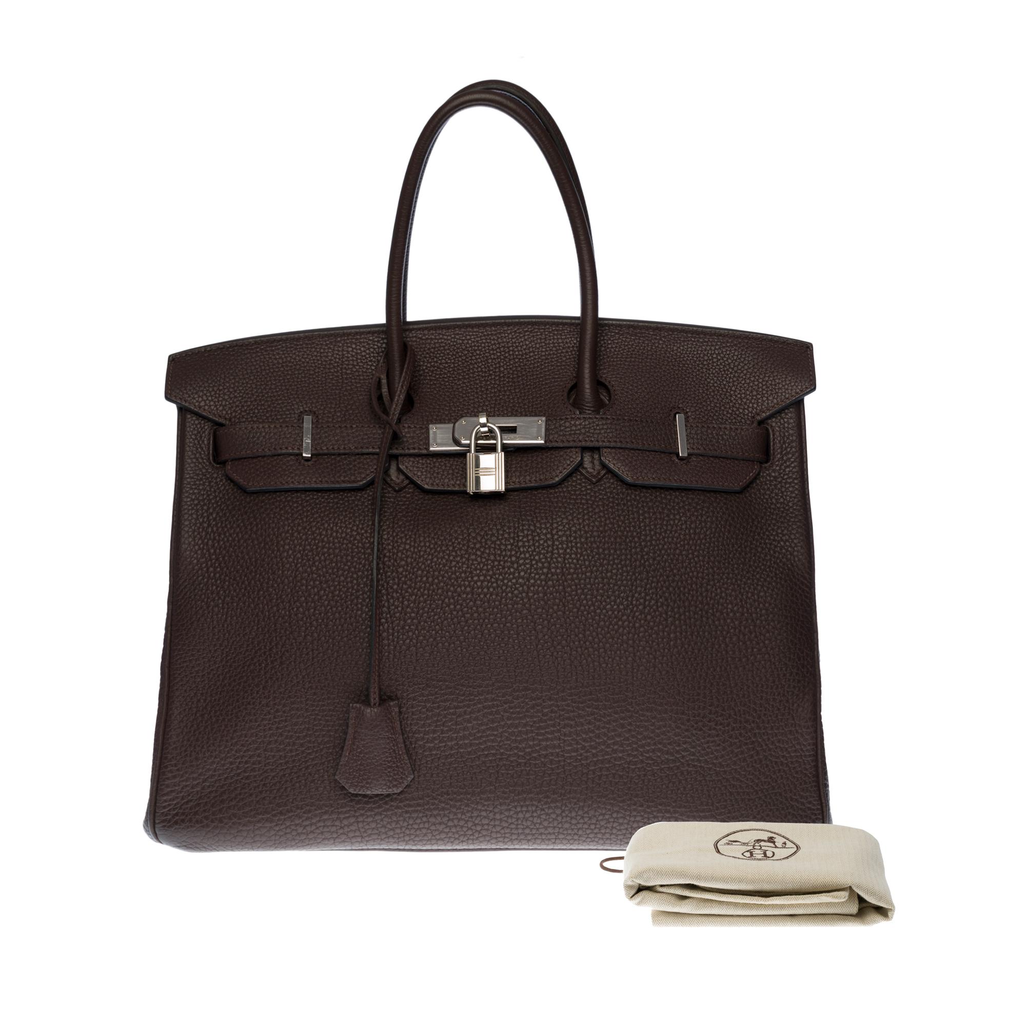 Hermès Birkin 35 handbag in brown Togo leather with silver hardware ! 3