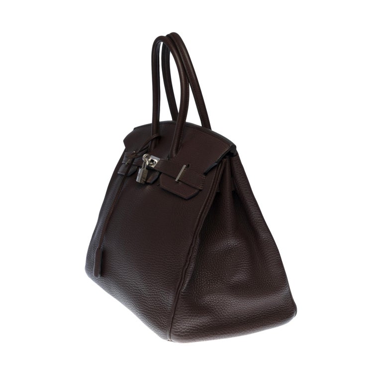 Hermès Birkin 35 handbag in brown Togo leather with silver hardware ...