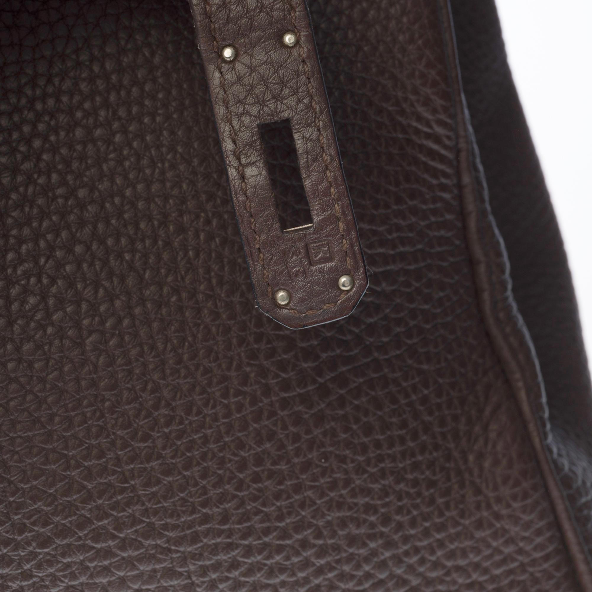 Black Hermès Birkin 35 handbag in brown Togo leather with silver hardware !