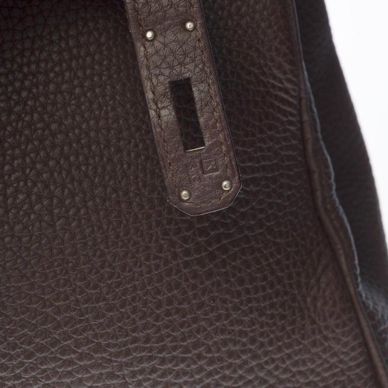Hermes Birkin bag 35 Grioret Tadelakt leather Silver hardware