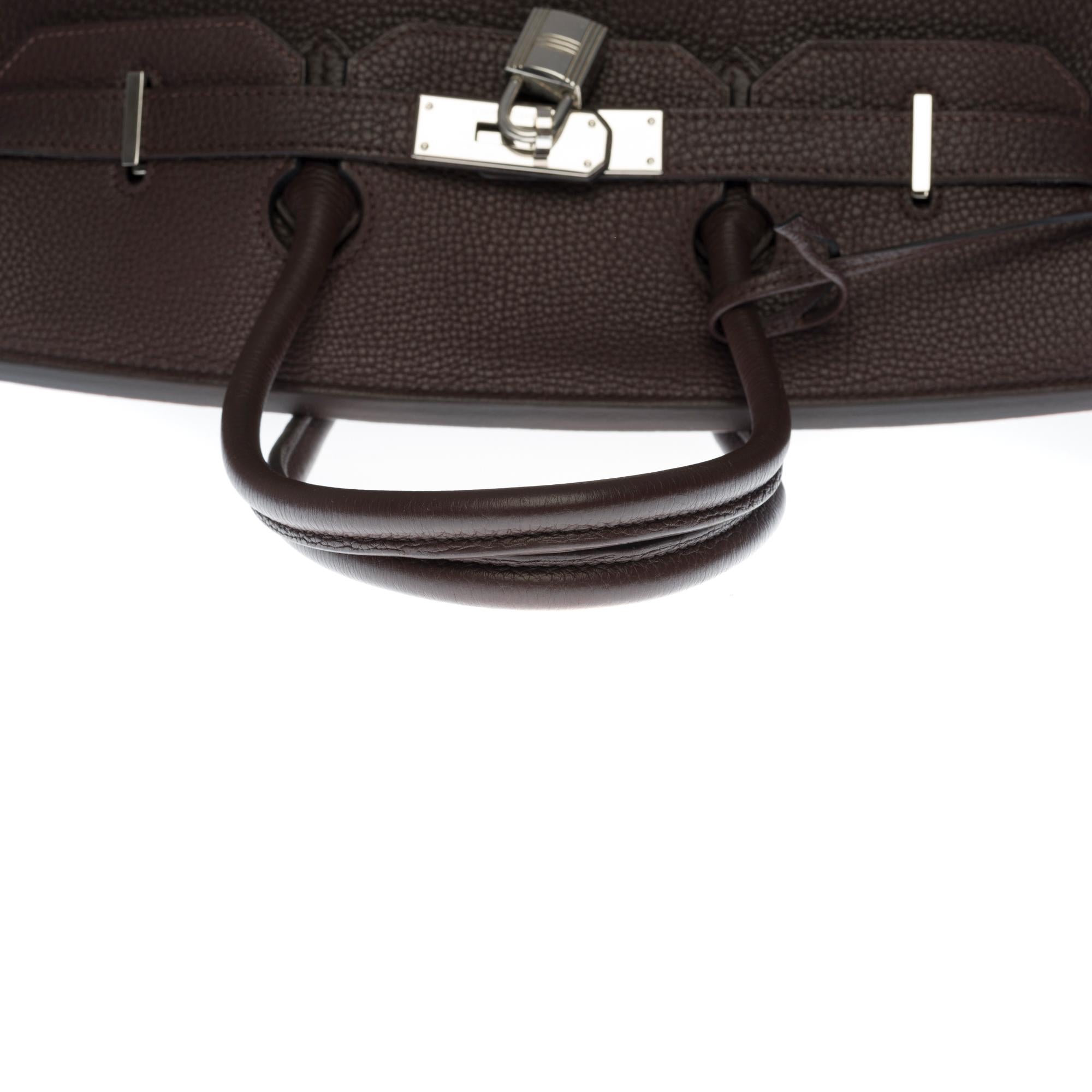 Women's or Men's Hermès Birkin 35 handbag in brown Togo leather with silver hardware !