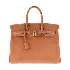 Hermès Birkin 35 handbag in Gold Courchevel leather, Gold hardware !