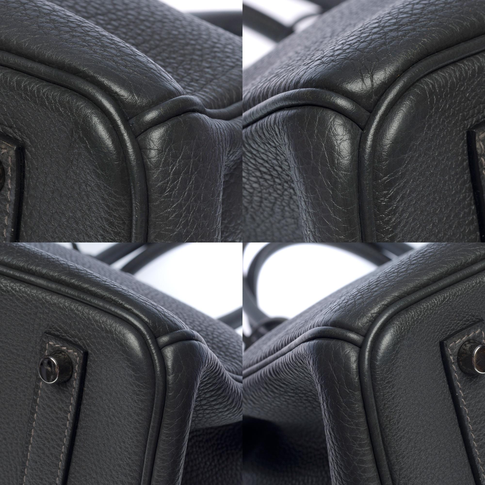Hermès Birkin 35 handbag in Graphite Taurillon Clémence leather, Ruthenium HW 4
