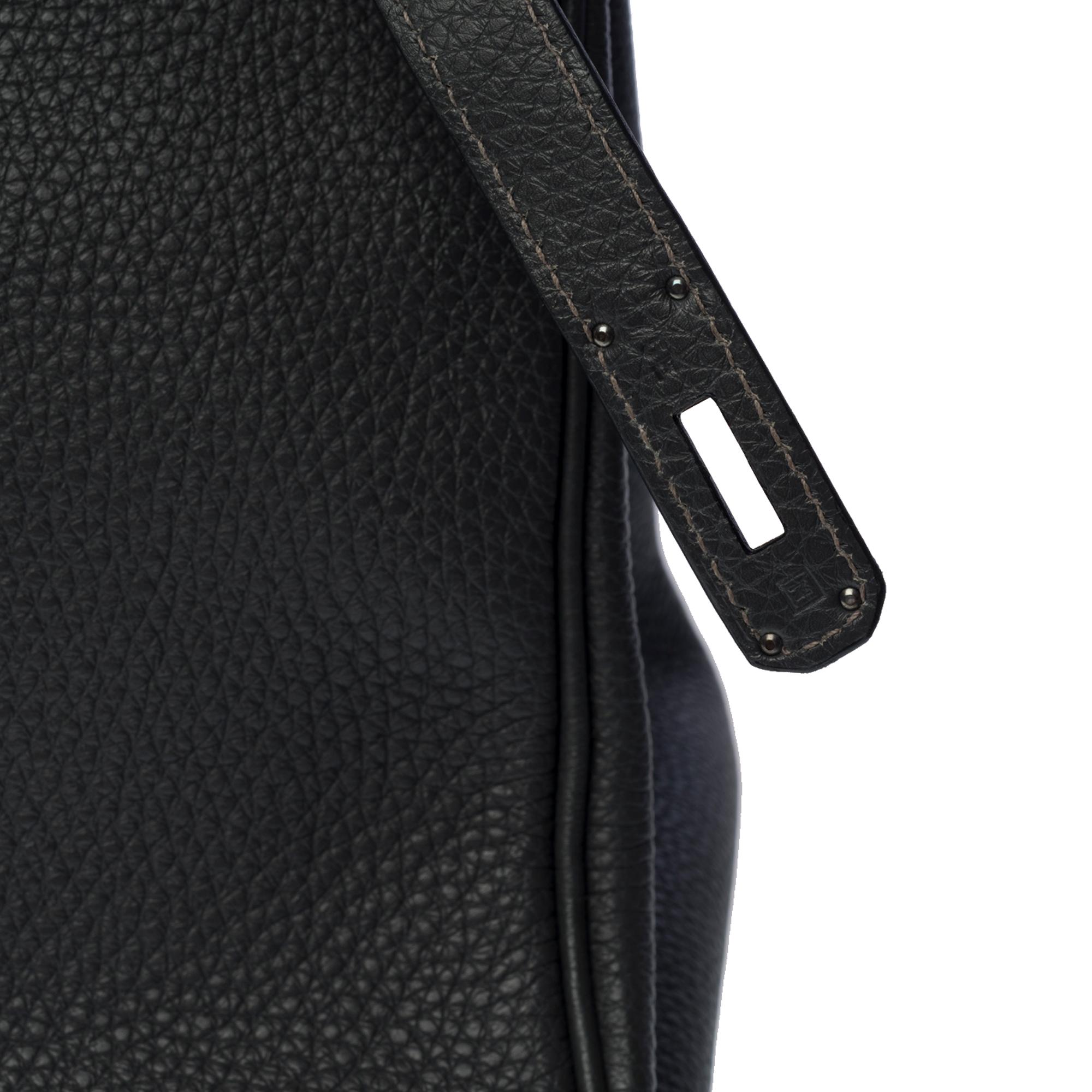 Women's or Men's Hermès Birkin 35 handbag in Graphite Taurillon Clémence leather, Ruthenium HW
