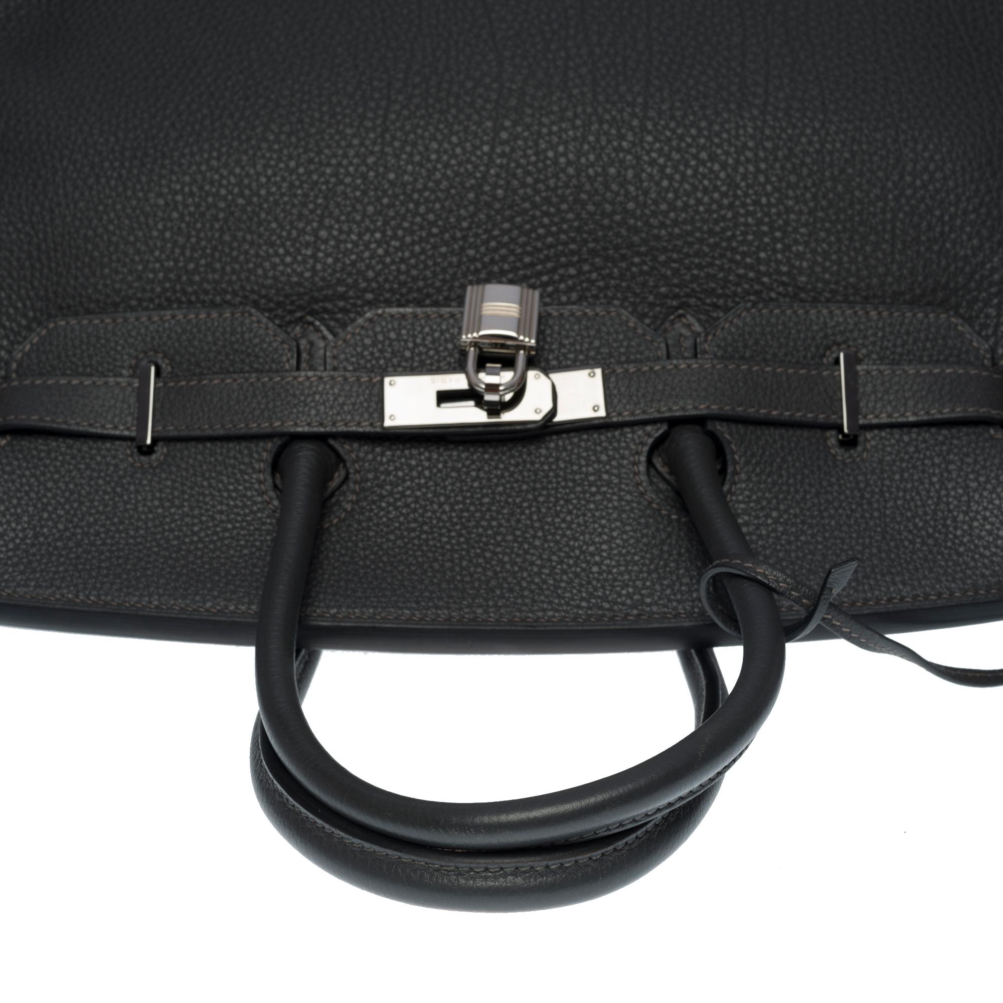 Hermès Birkin 35 handbag in Graphite Taurillon Clémence leather, Ruthenium HW 2