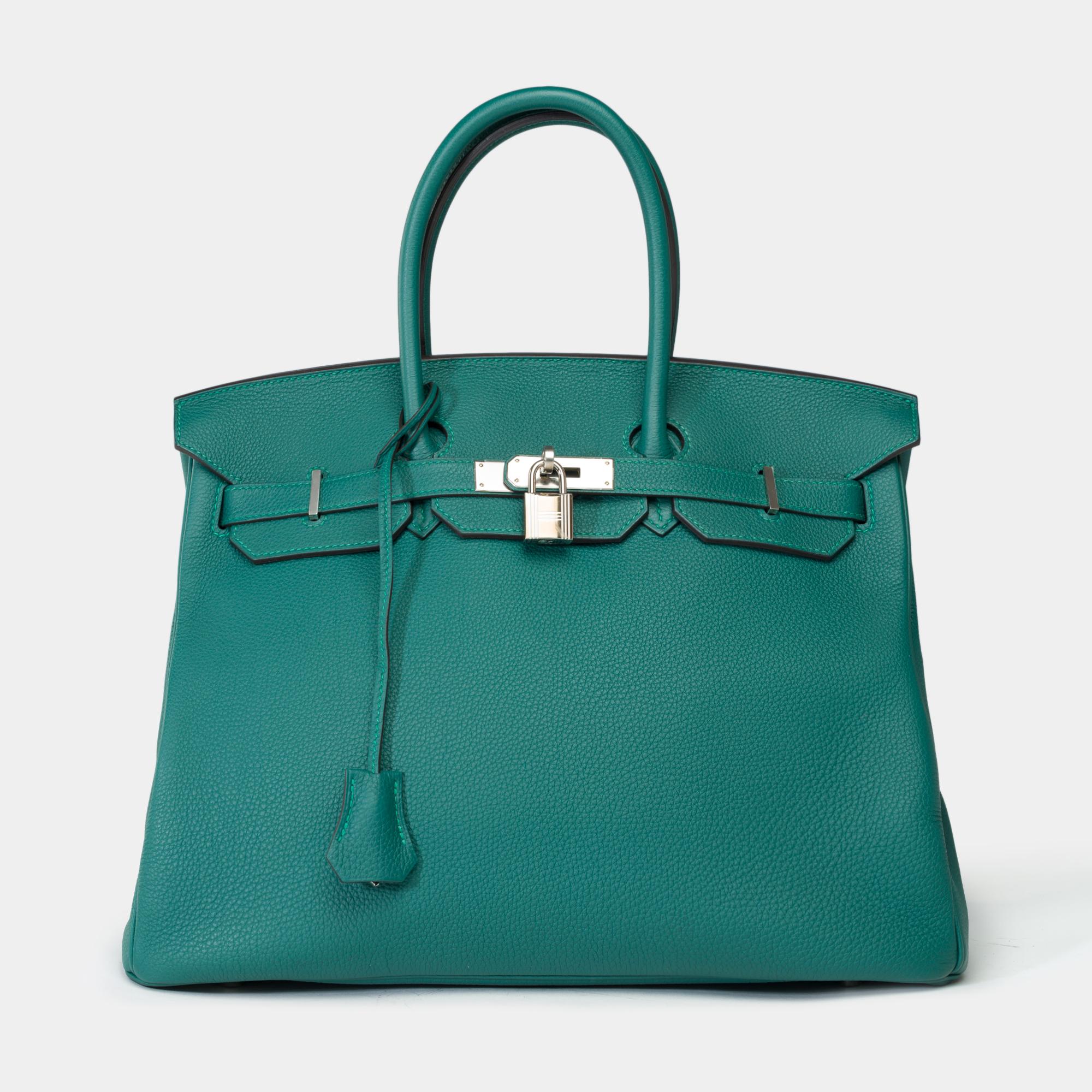 Green Hermès Birkin 35 handbag in Malachite green Togo leather, PHW