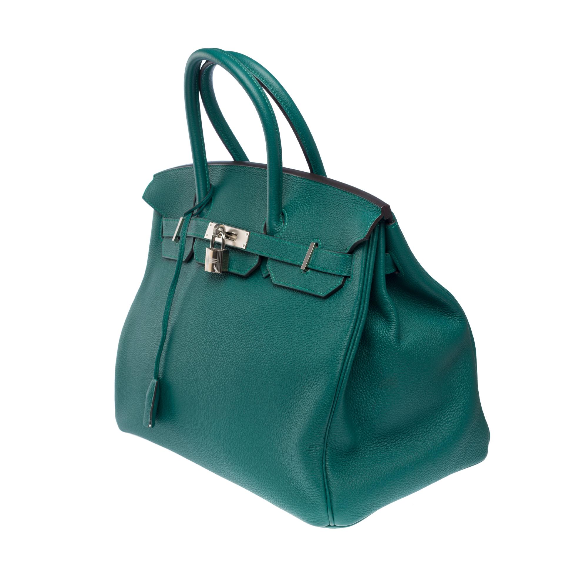 Hermès Birkin 35 handbag in Malachite green Togo leather, PHW 1