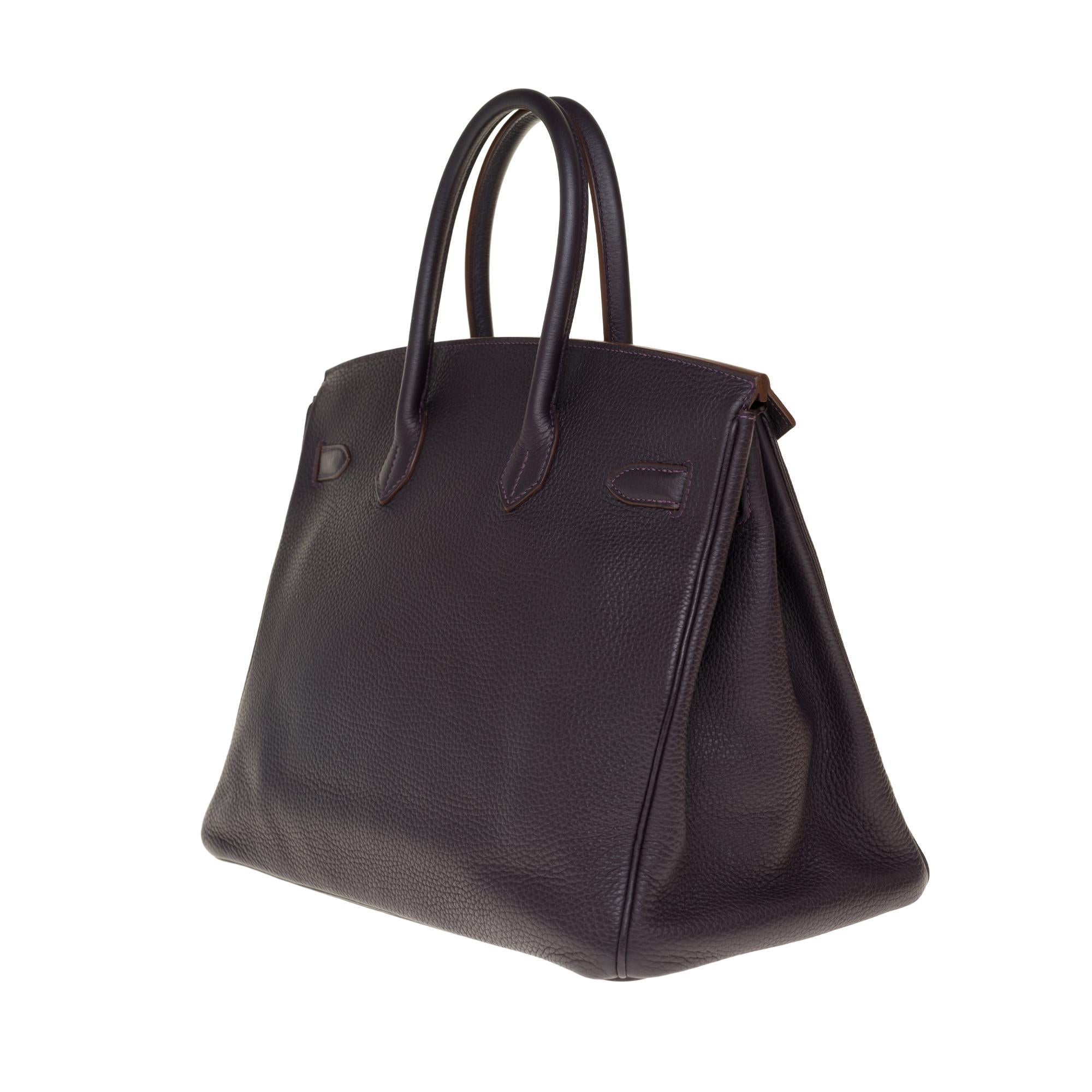 Hermès Birkin 35 handbag in Purple Togo leather with Silver Palladium hardware ! In Good Condition In Paris, IDF