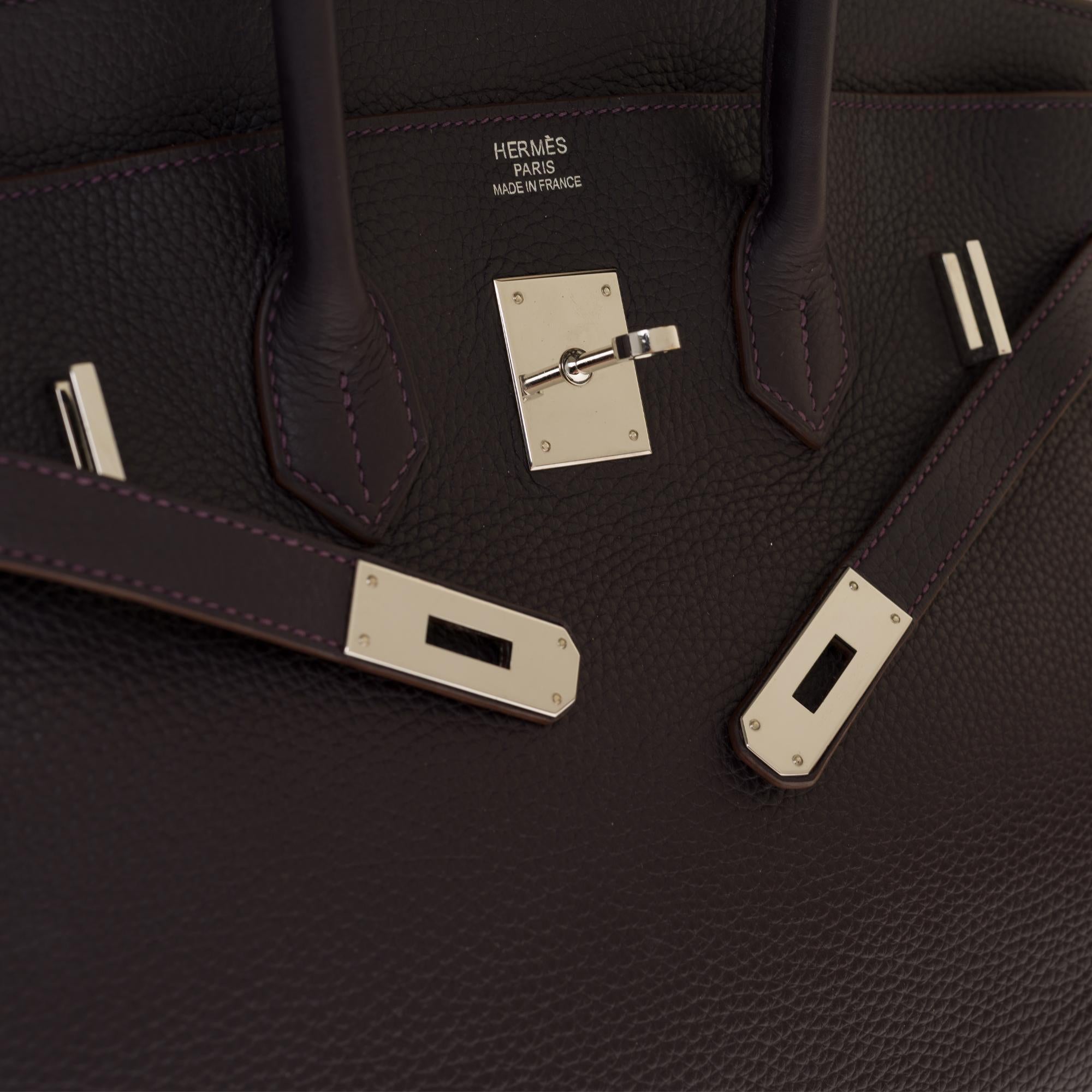 Women's Hermès Birkin 35 handbag in Purple Togo leather with Silver Palladium hardware !