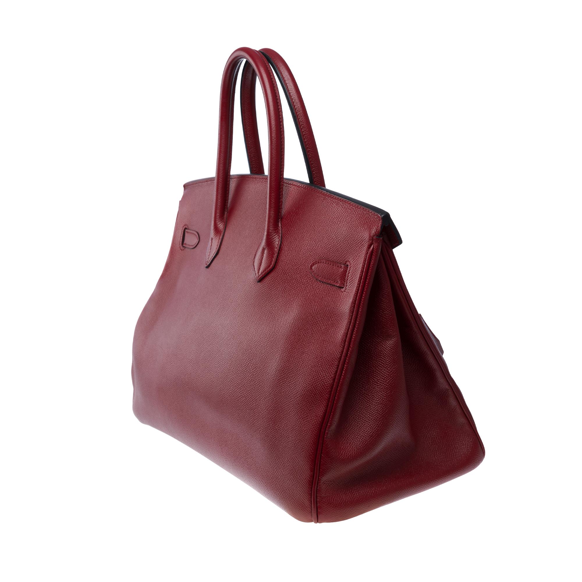 Women's or Men's Hermès Birkin 35 handbag in Rouge H (Burgundy) Epsom calf leather, PHW For Sale