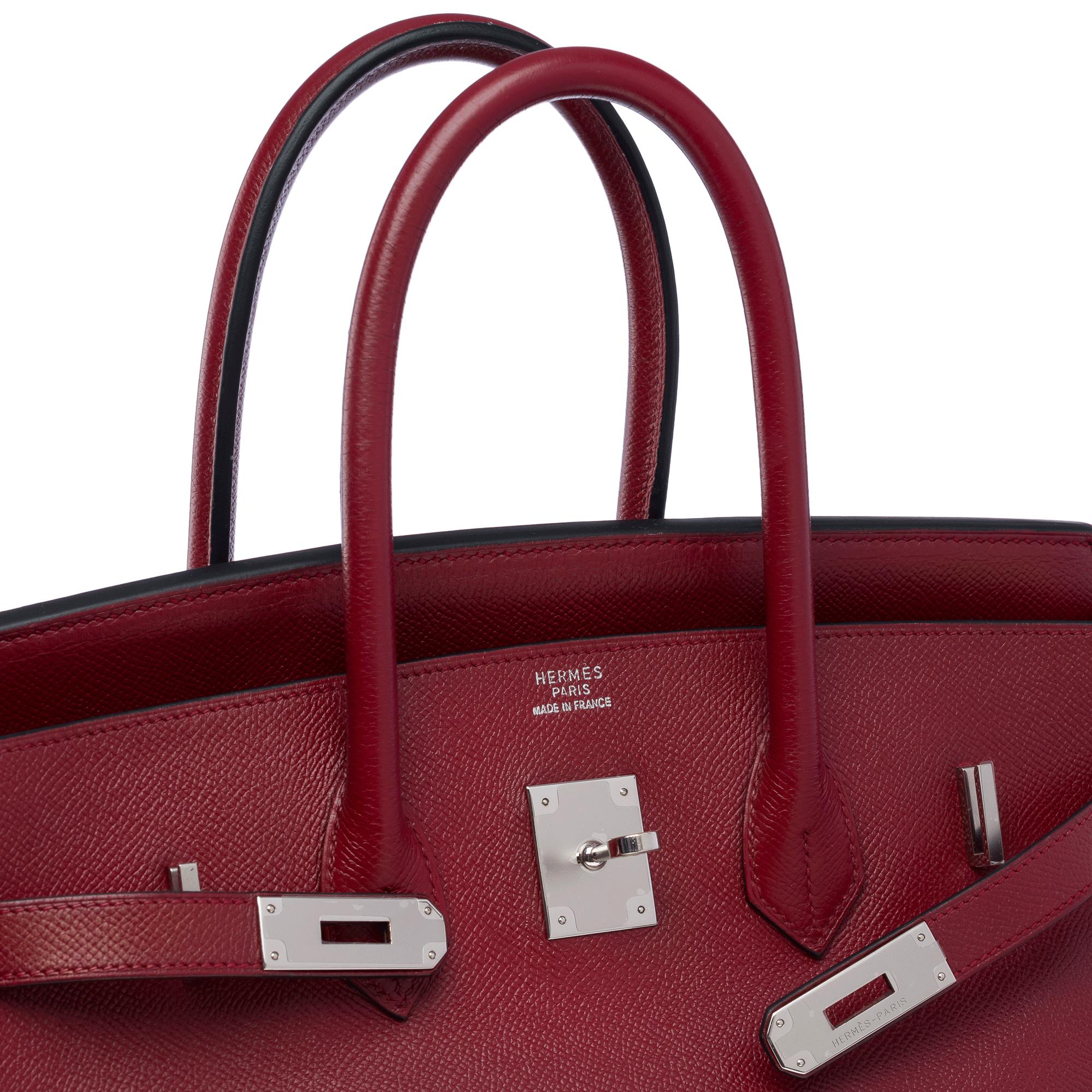 Hermès Birkin 35 handbag in Rouge H (Burgundy) Epsom calf leather, PHW For Sale 1