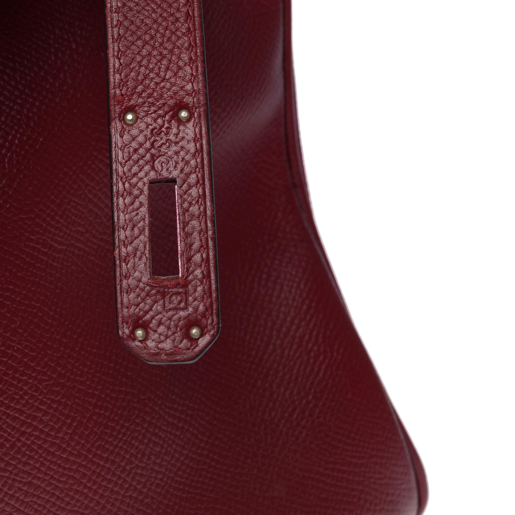Hermès Birkin 35 handbag in Rouge H (Burgundy) Epsom calf leather, PHW For Sale 2