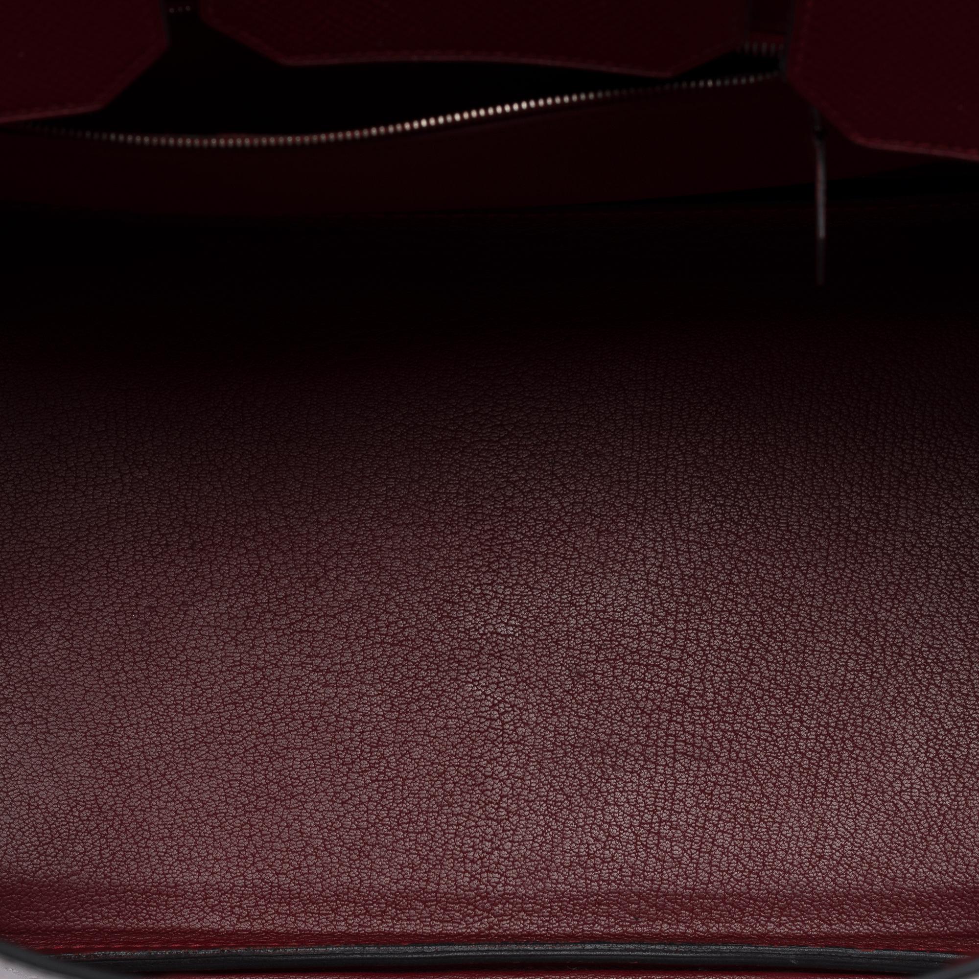 Hermès Birkin 35 handbag in Rouge H (Burgundy) Epsom calf leather, PHW For Sale 3