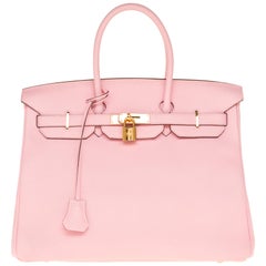 Hermès Birkin 35 handbag in Sakura Pink Taurillon Clémence leather with GHW !