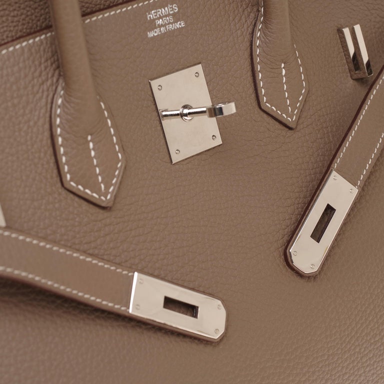 Hermès Birkin 35 handbag in Togo Etoupe leather with Silver Palladium ...