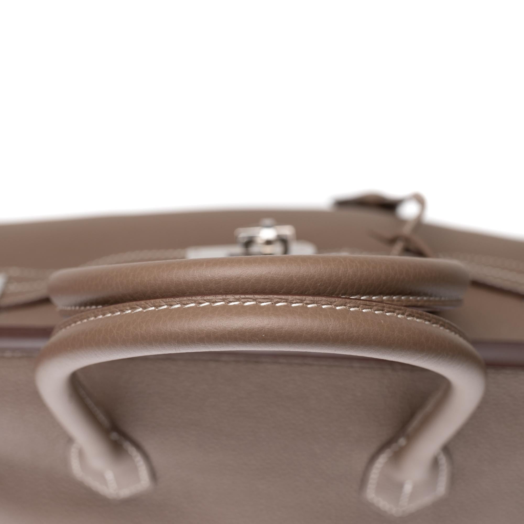 Hermès Birkin 35 handbag in Togo Etoupe with Silver hardware ! 2