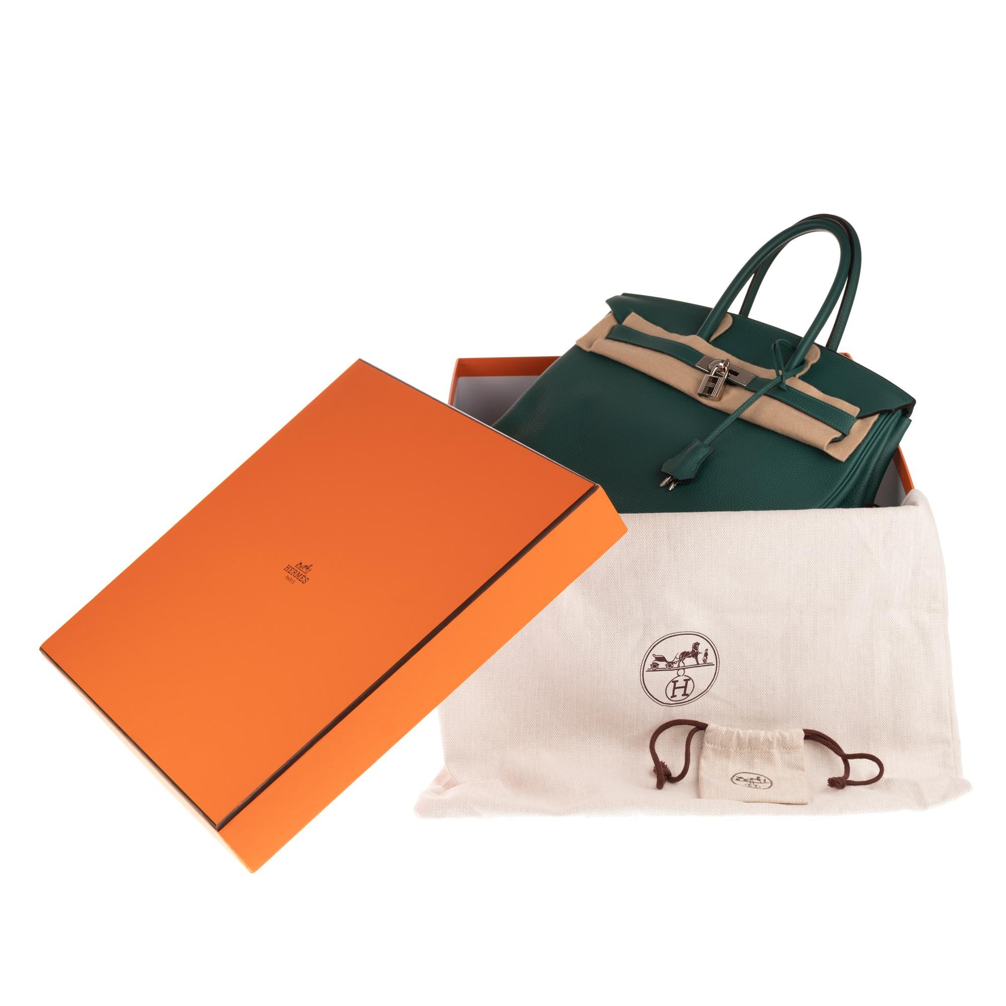 Hermès Birkin 35 handbag in Togo green Malachite color, PHW, Full set ! 2