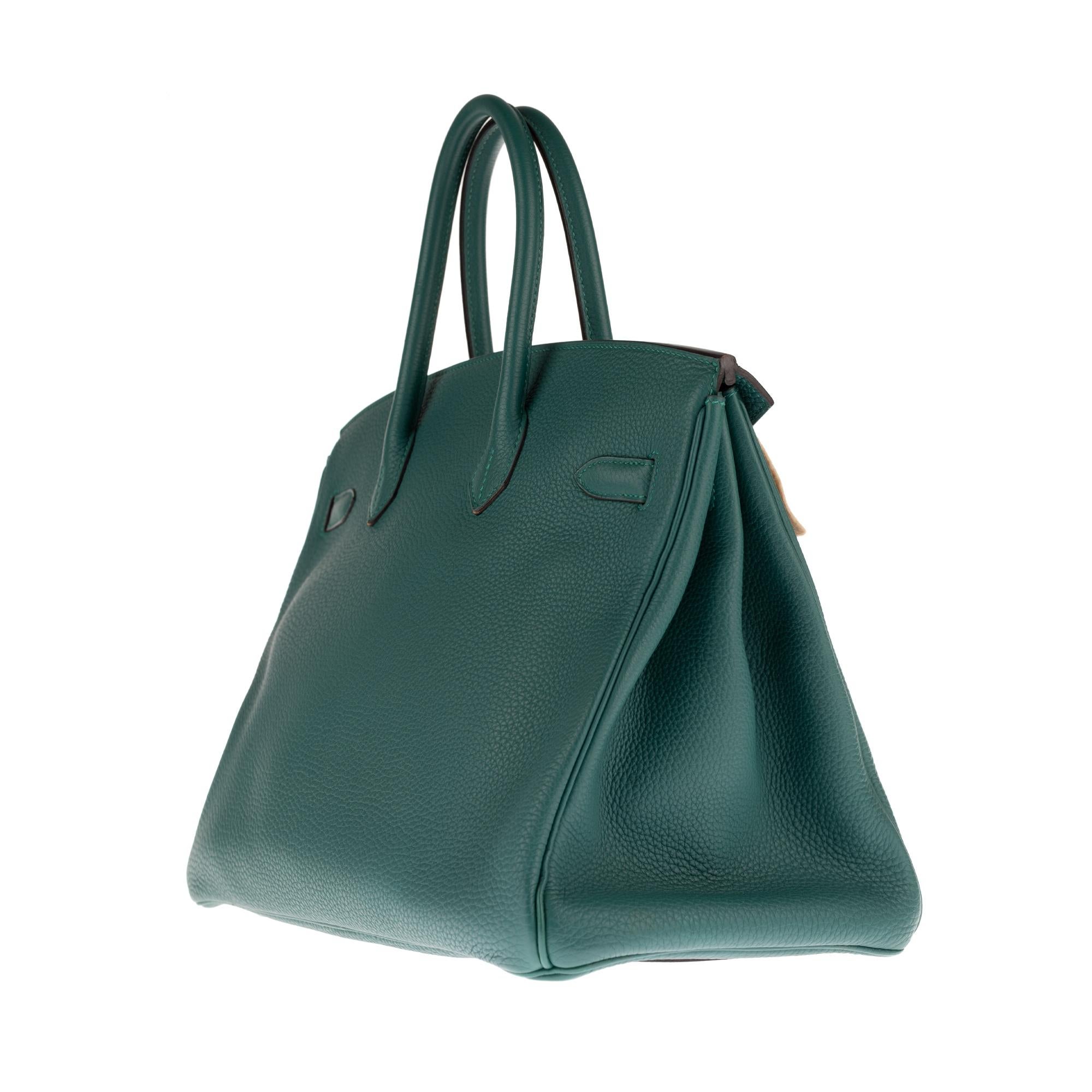Hermès Birkin 35 handbag in Togo green Malachite color, PHW, Full set ! In Excellent Condition In Paris, IDF