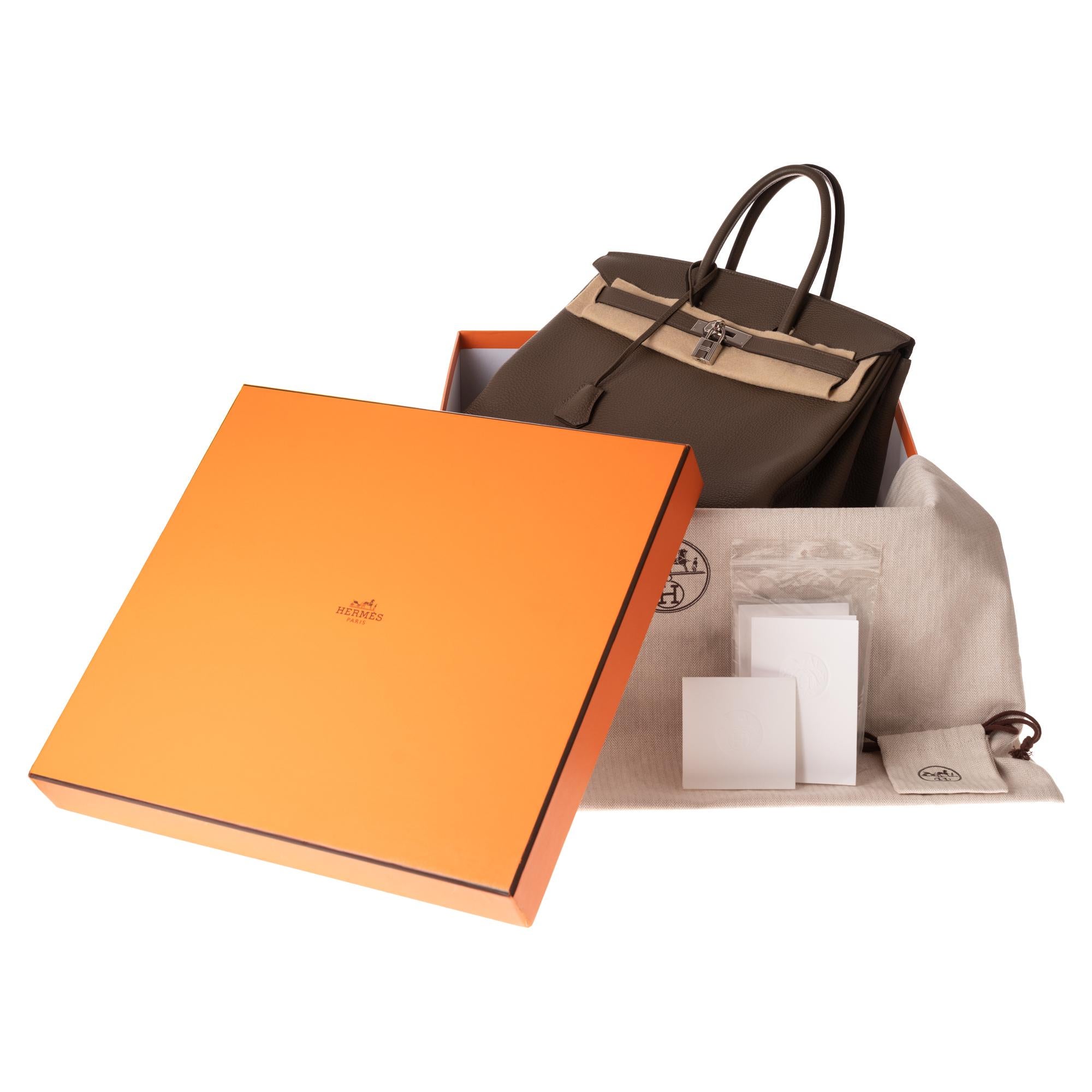 Hermès Birkin 35 Handtasche aus Togo-Leder in Taupe-Farbe und silberner Hardware! 7