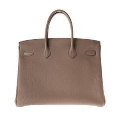 Hermès Birkin 35 handbag in Togo leather in Taupe color and Silver hardware !