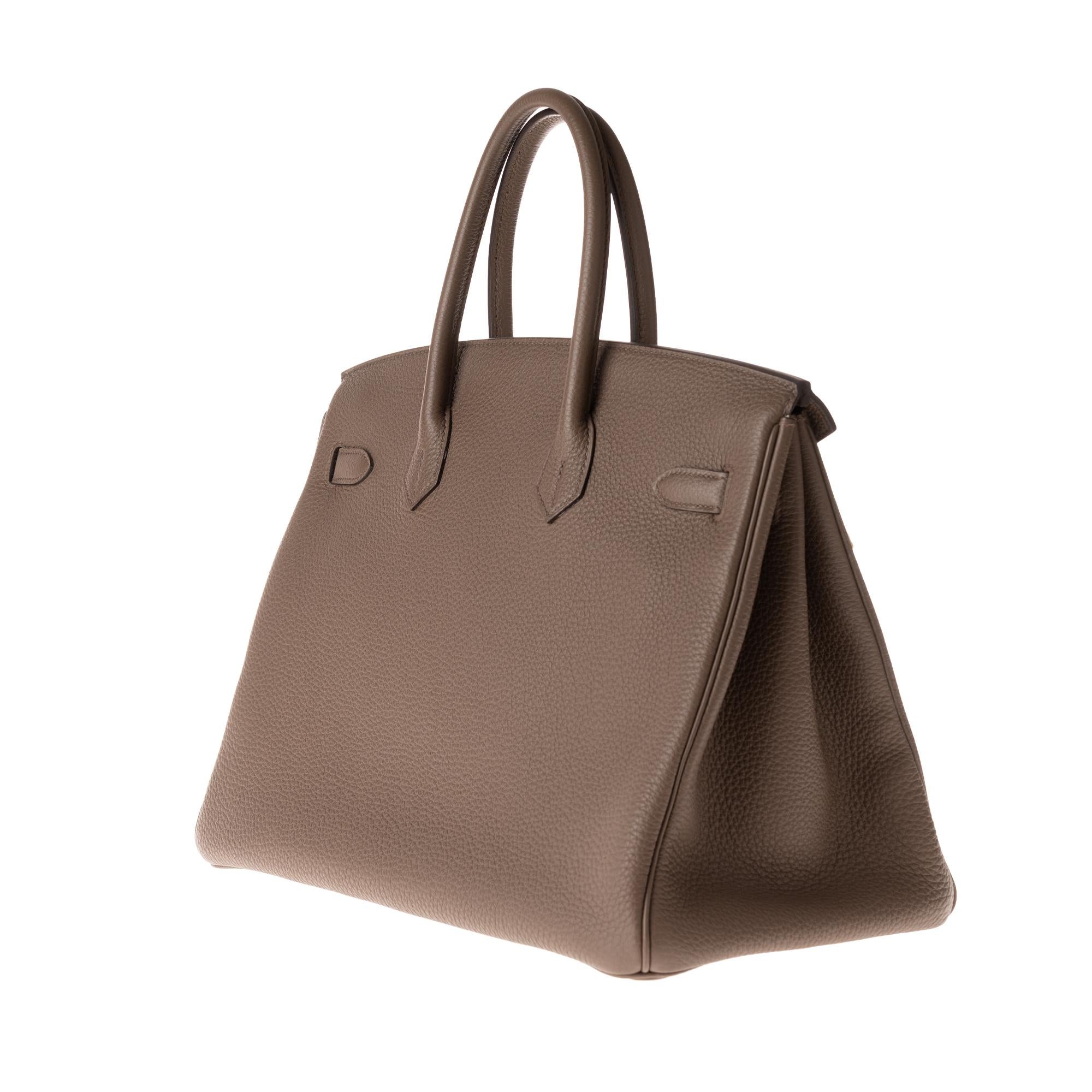 Hermès Birkin 35 Handtasche aus Togo-Leder in Taupe-Farbe und silberner Hardware! im Zustand „Hervorragend“ in Paris, IDF