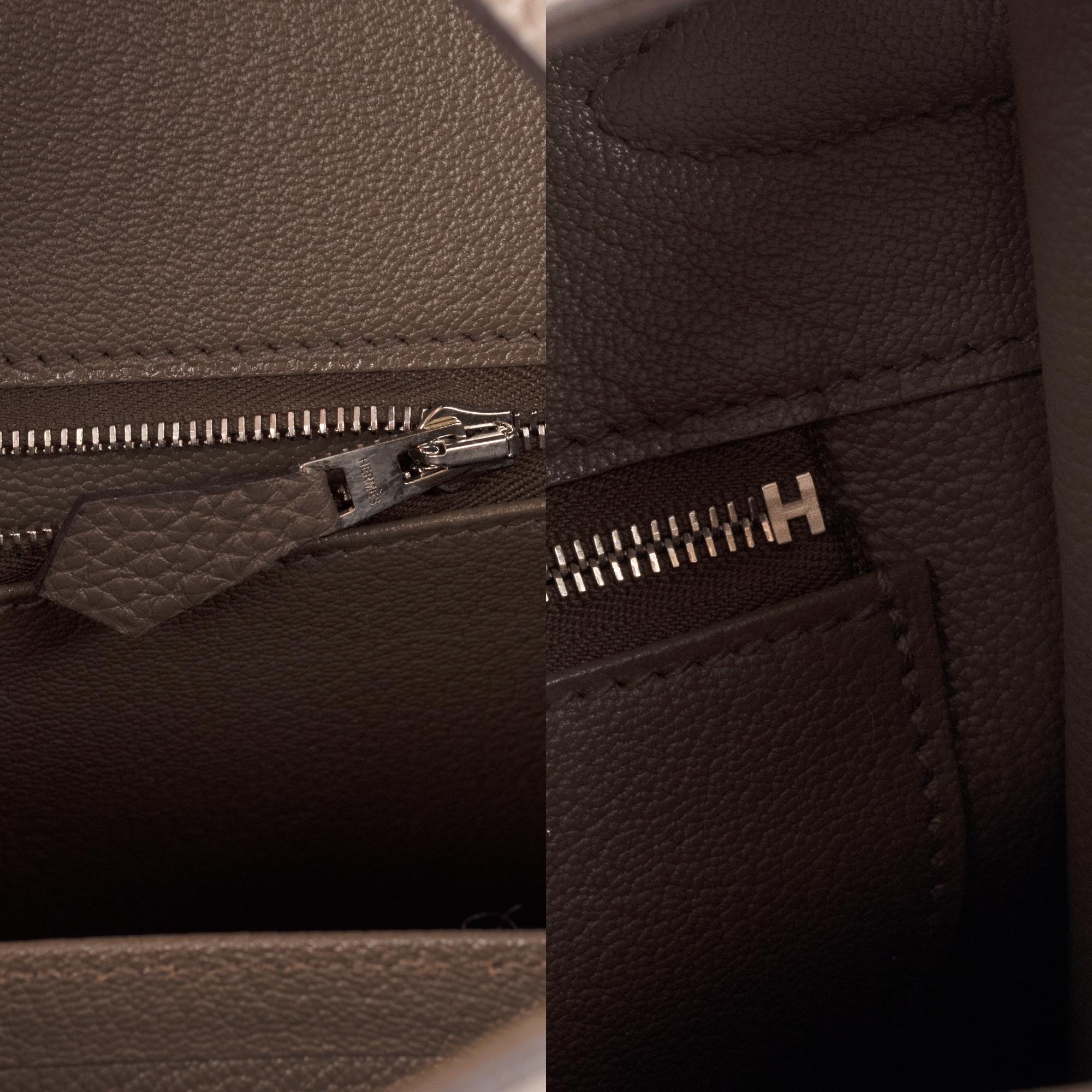 Hermès Birkin 35 Handtasche aus Togo-Leder in Taupe-Farbe und silberner Hardware! 4