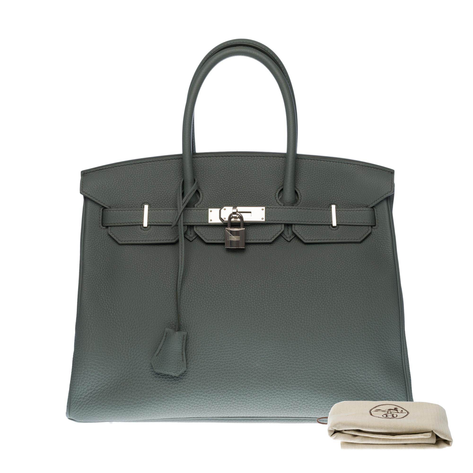 Hermès Birkin 35 handbag in Vert Amande Togo leather with silver hardware ! 3
