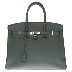 Hermès Birkin 35 handbag in Vert Amande Togo leather with silver hardware !