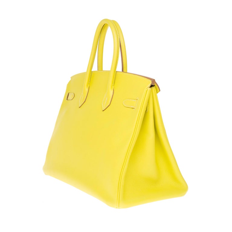 Hermès Birkin 35 handbag in yellow epsom leather and grey interior with PHW  ! at 1stDibs