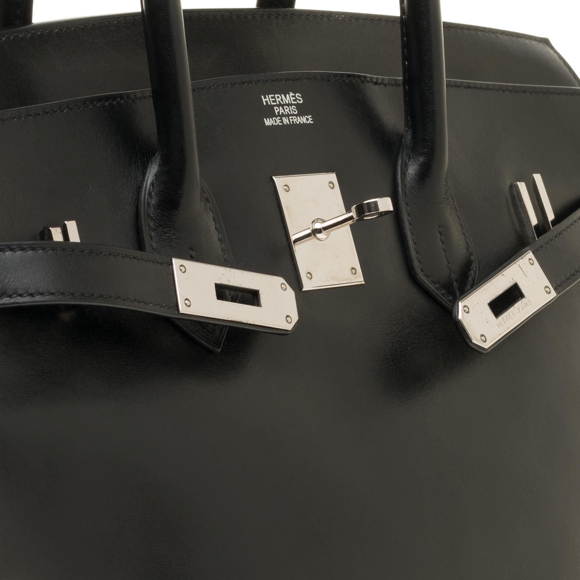 Hermès Birkin 35 Handtasche Sonderbestellung Bicolor in schwarzem und braunem Kalbsleder:: PHW für Damen oder Herren