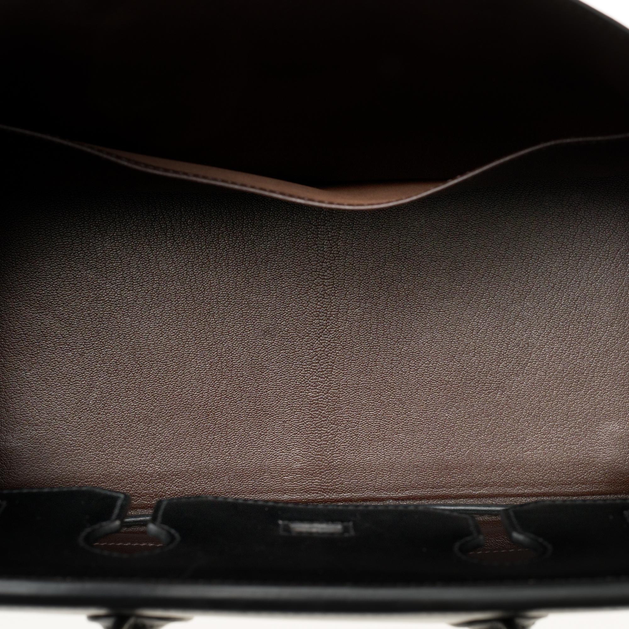 Hermès Birkin 35 Handtasche Sonderbestellung Bicolor in schwarzem und braunem Kalbsleder:: PHW 2