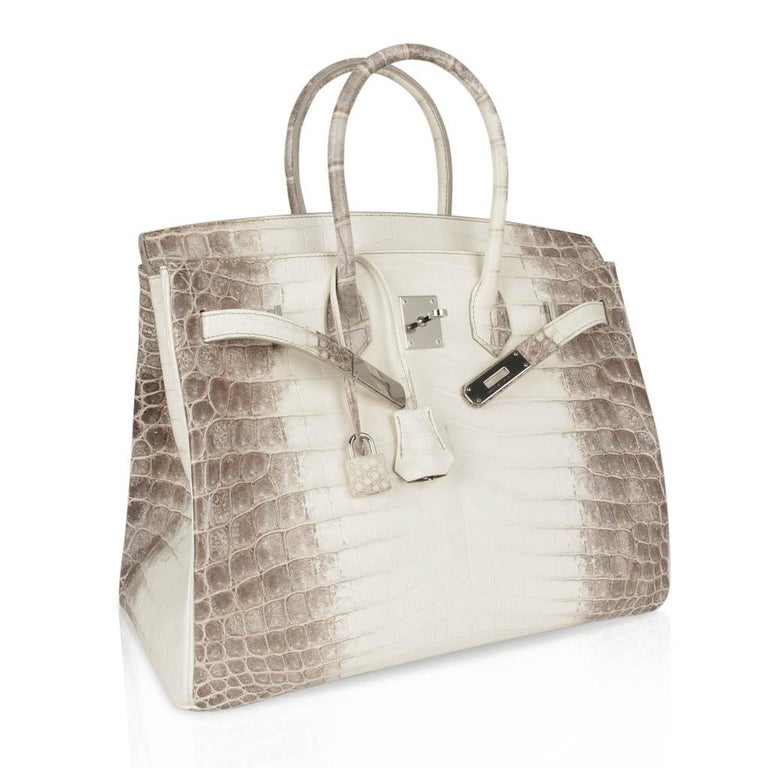 HERMES BIRKIN 35 coveted HIMALAYA Crocodile palladium hardware at 1stDibs